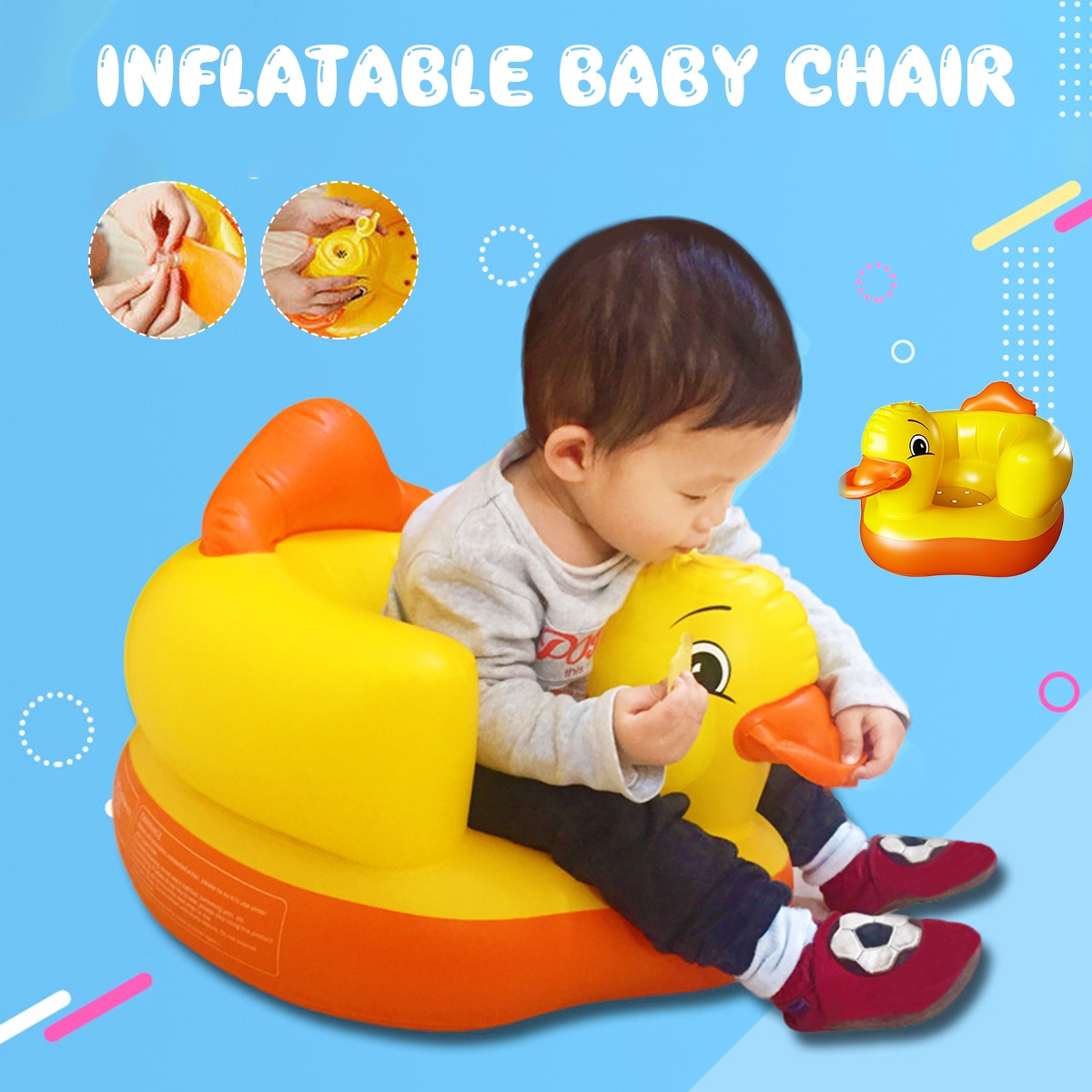 Cartoon Cute Yellow Duck Inflatable Toys Portable Sofa Multi-functional Bathroom Sofa Chair for Kids Gift