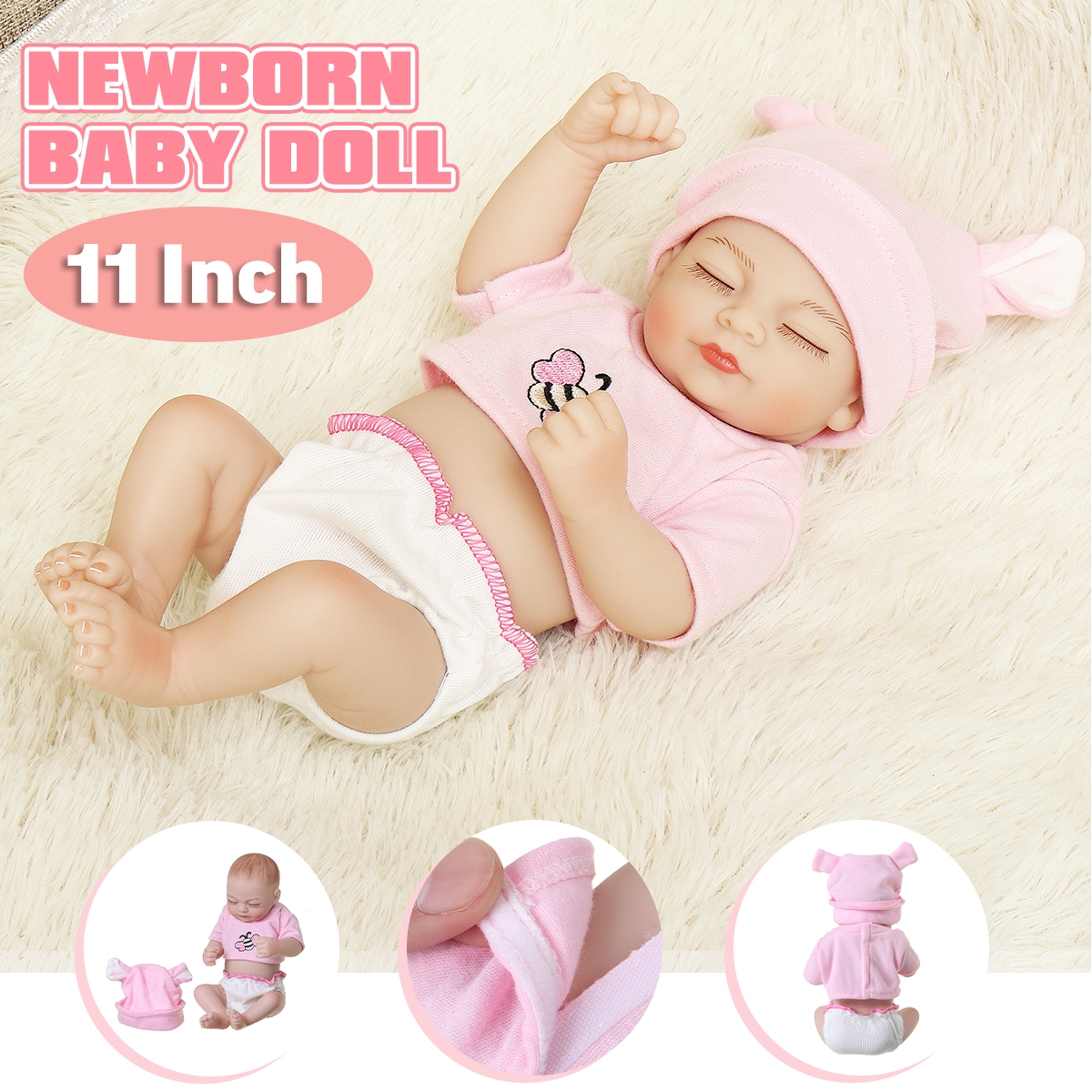 28cm Reborn Doll Simulation Doll Play House Toys Early Education Realistic Doll