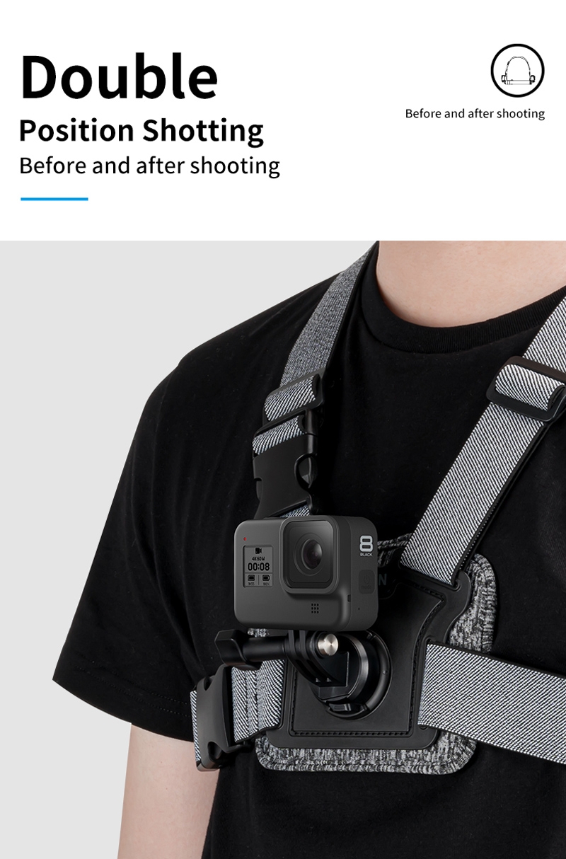 Telesin Double Position Shooting Chest Strap Fixed Mount for GoPro Xiaomi Yi DJI OSMO Action Pocket Gimbal Camera Accessories