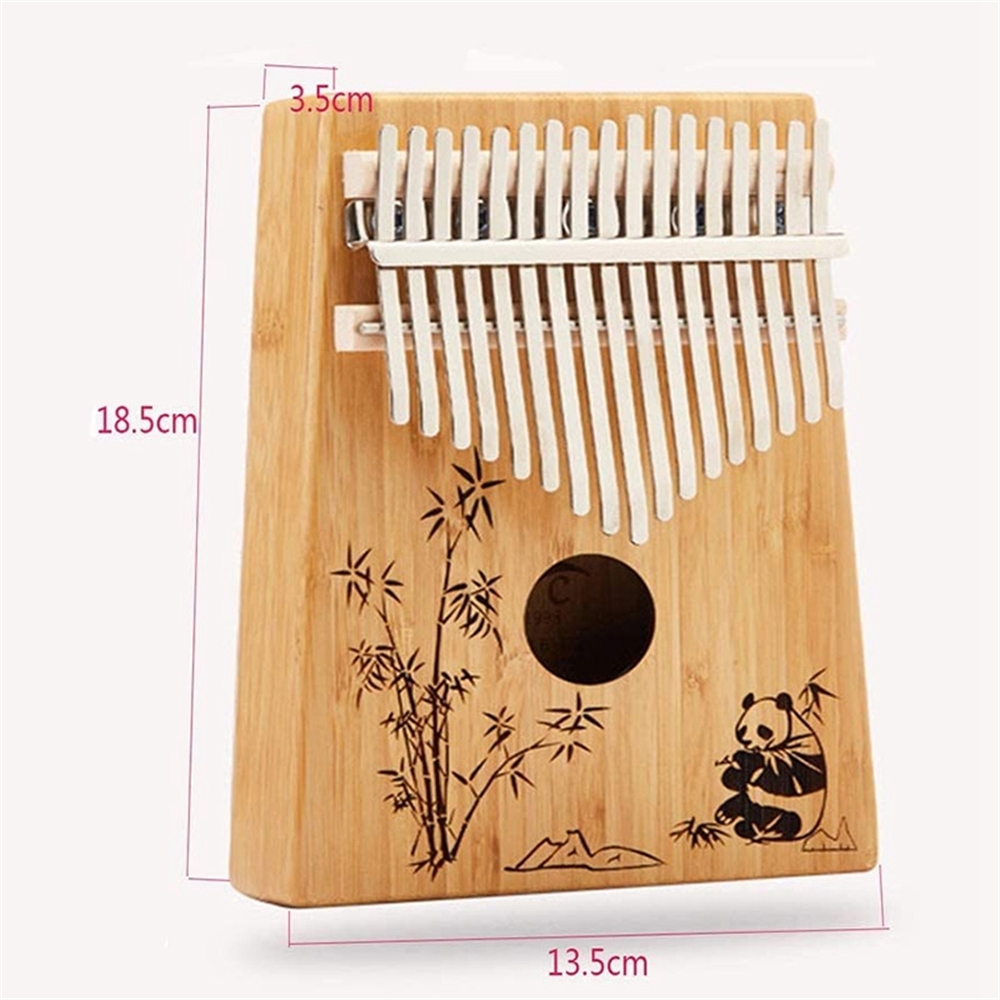 17-Key Kalimbas Bamboo Thumb Piano, Marimbas Finger Instrument and Complete Accessories Learning Book Tuning Hammer