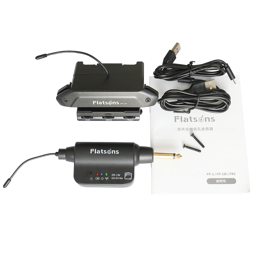 Flatsons FP-1 Multi-functional Acoustic Guitar Pickup Sound Hole Pickup with Volume/Bass/Middle/Treble Controls Phase Switch