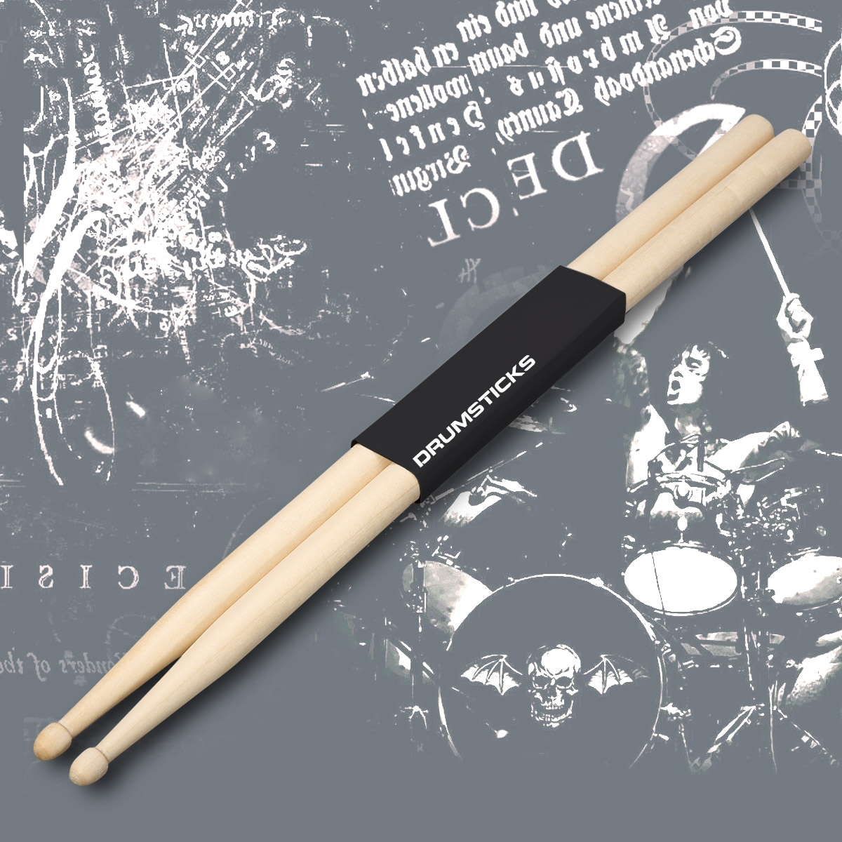 NASUM 3pcs 5A Hickory Drum Stick Wood Tip Drumsticks