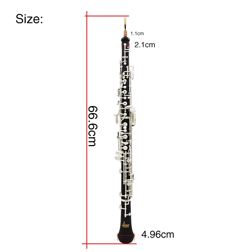 Slade Professional Oboe C Key Cupronickel Plated Silver with Reed Gloves Cleaning Cloth Screwdriver Leather Case Bag Strap