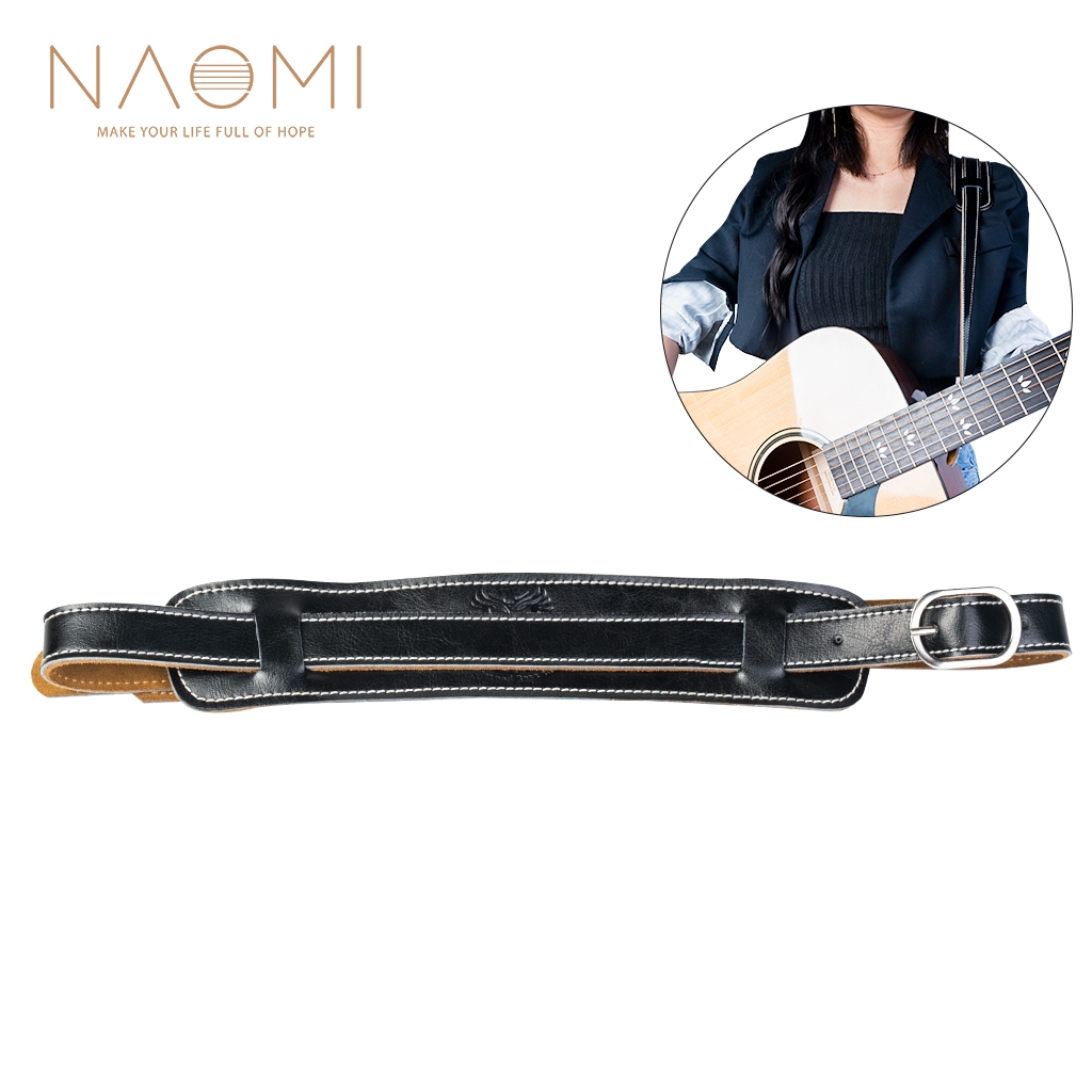 NAOMI Electric Guitar Strap Leather Black Adjustable Shoulder Strap For Guitar Electric Guitar Bass Guitar Parts Accessories