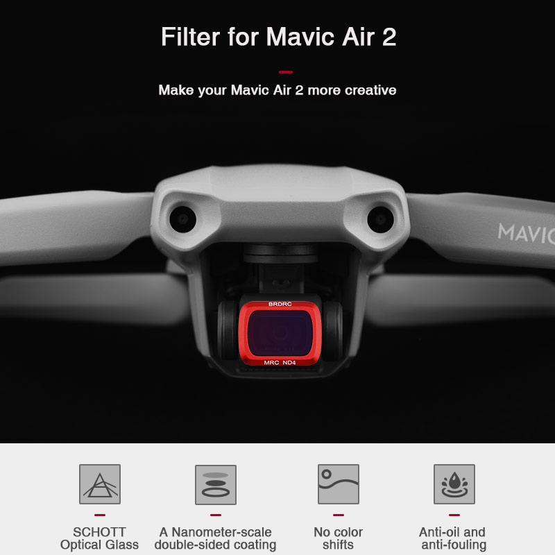Waterproof Red Coating Camera Lens Filter 1pc UV CPL ND for DJI MAVIC AIR 2 Drone