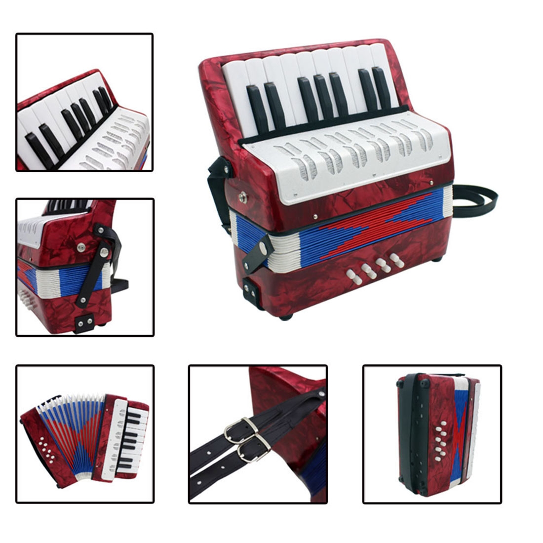 Professional 17 Key Mini Accordion Educational Musical Instrument Toy Cadence Band for Kids Children Adults Gift
