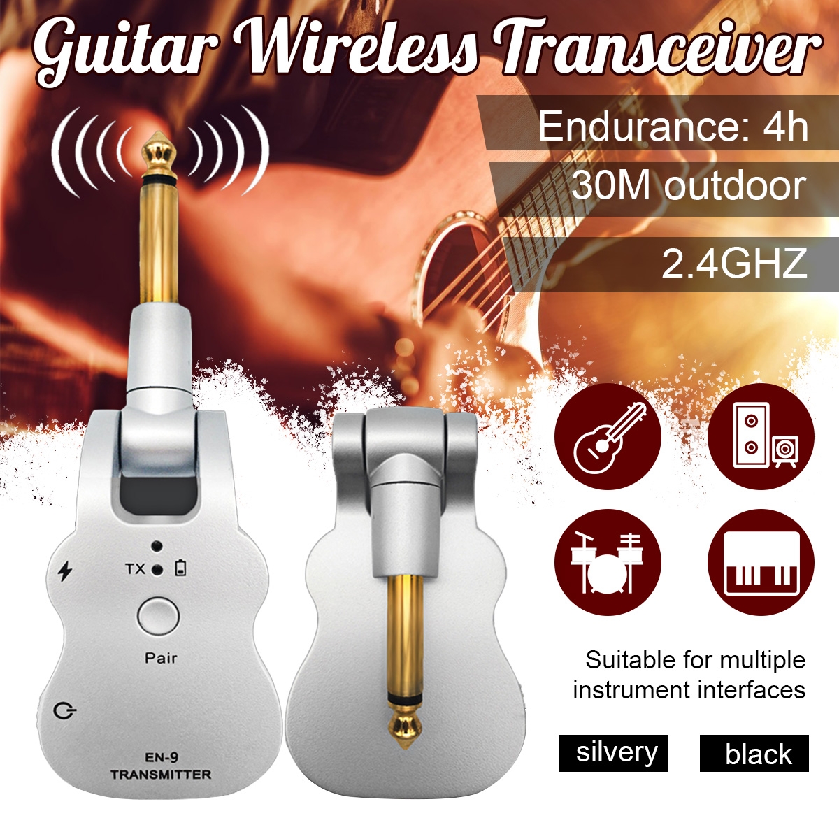 Electric Guitar Wireless Transmitting Receiver Guitar Instrument Section 105dB