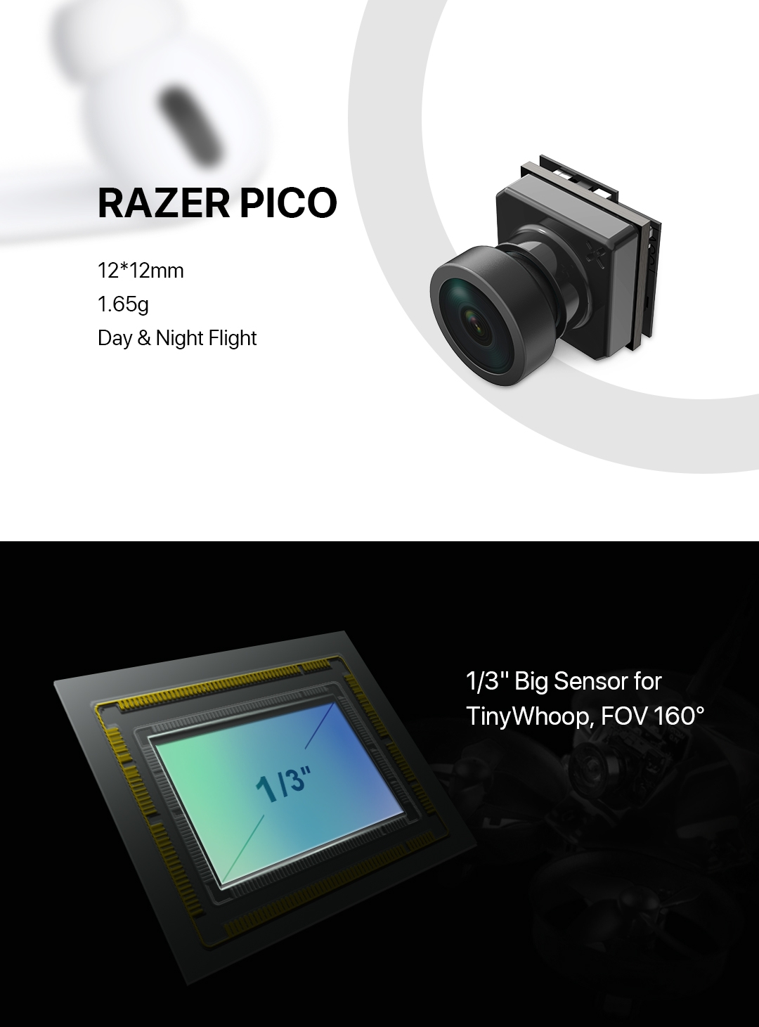 Foxeer Pico Razer 1200TVL 12*12mm Mini FPV Camera CMOS 4:3/16:9 NTSC/PAL 3.8V-16V for RC Racing Drone