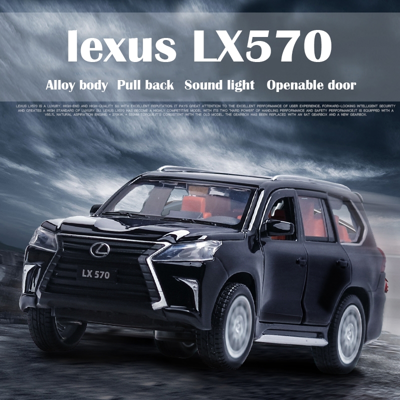 1:32 LX570 Alloy Pull Back Openable Door Car Diecast Model Collection Car Toy with Sound Light