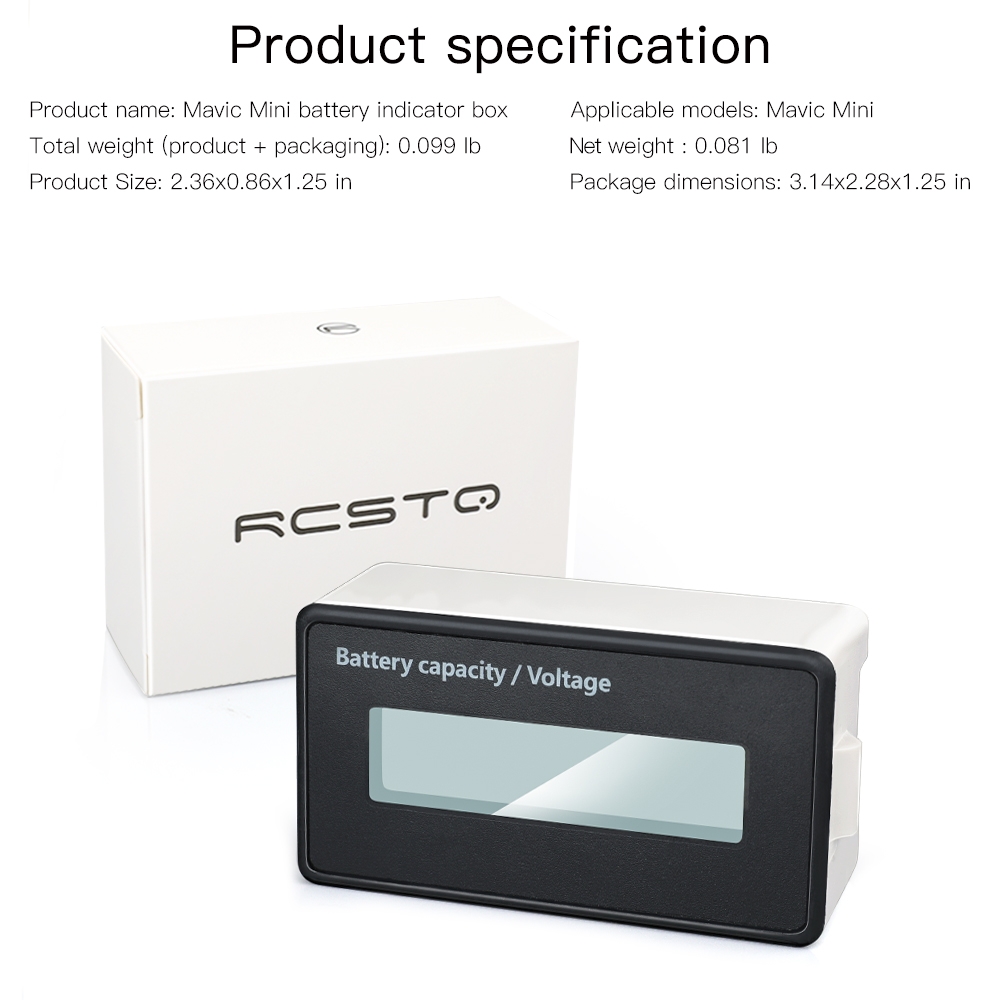 RCSTO Battery Capacity Indicator Monitor Tester for DJI Mavic Mini RC Drone