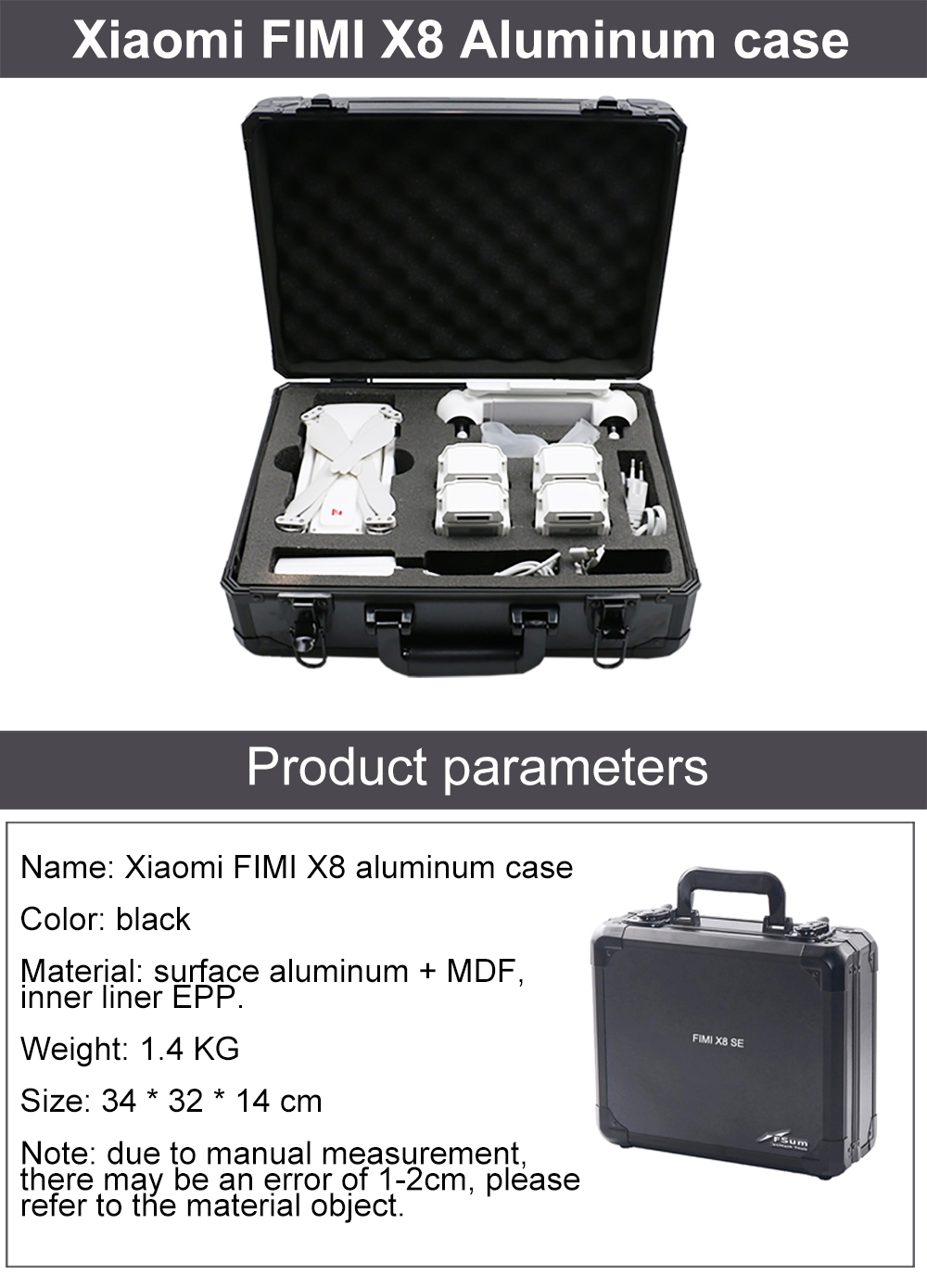 Waterproof Storage Aluminum Box Accessories Suitcase Shockproof Protection Box for Xiaomi FIMI X8SE 2020 RC Drone