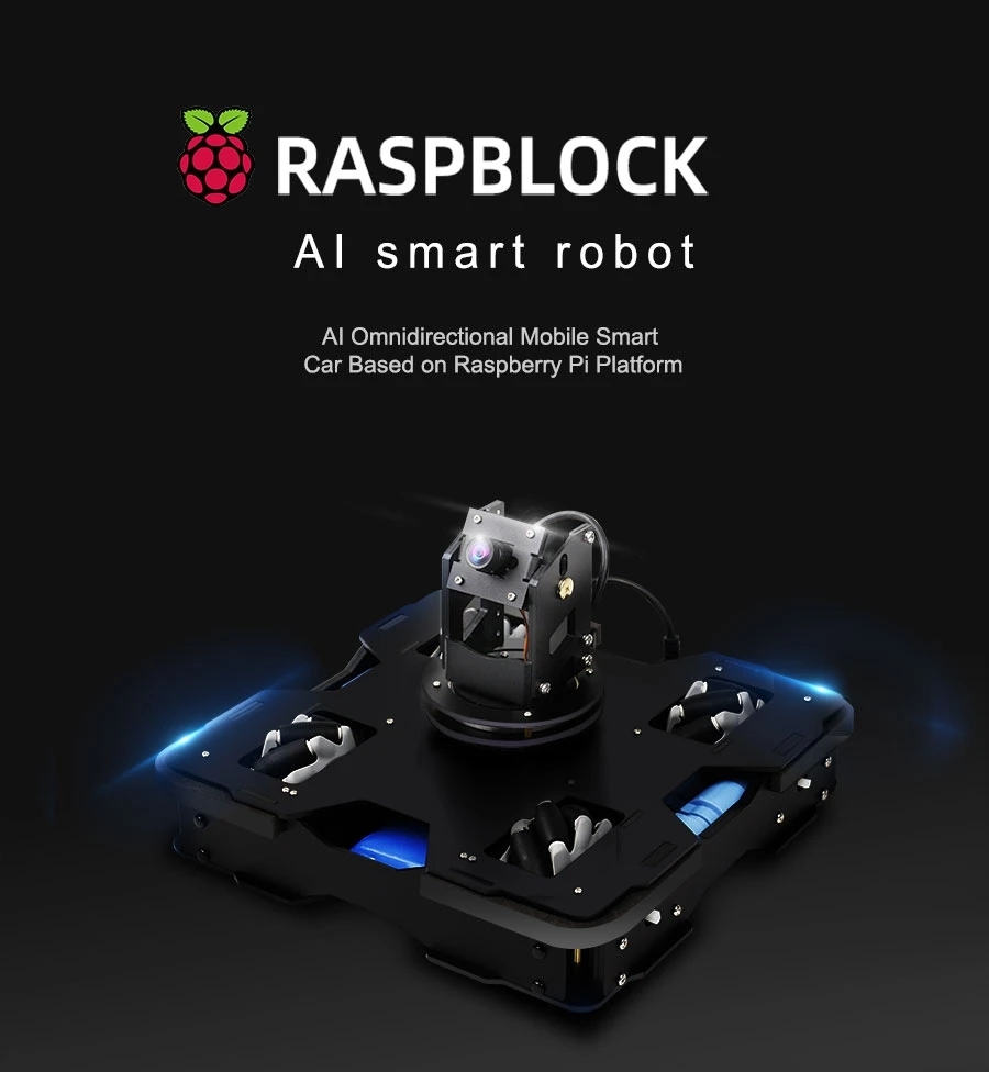 Yahboom Raspblock AI Smart Robot Car Kit with Raspberry Pi 4B Vision Voice Broadcast Automatic Driving Visual Identity FPV Romote Control