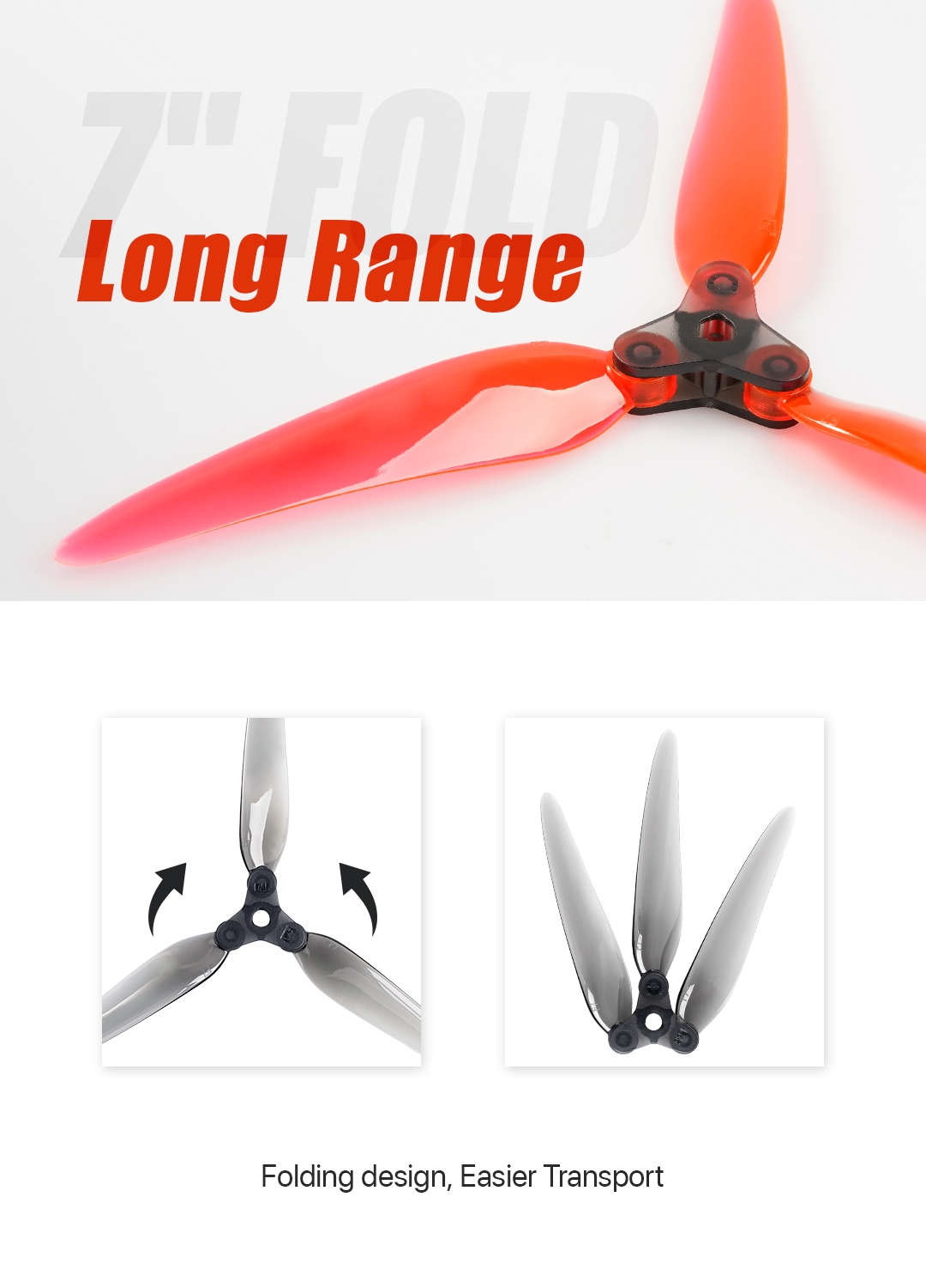 2 Pairs Dalprop F7 7 Inch Folding Propeller Smooth DIY Props Long Range Compatible POPO for FPV Racing RC Drone