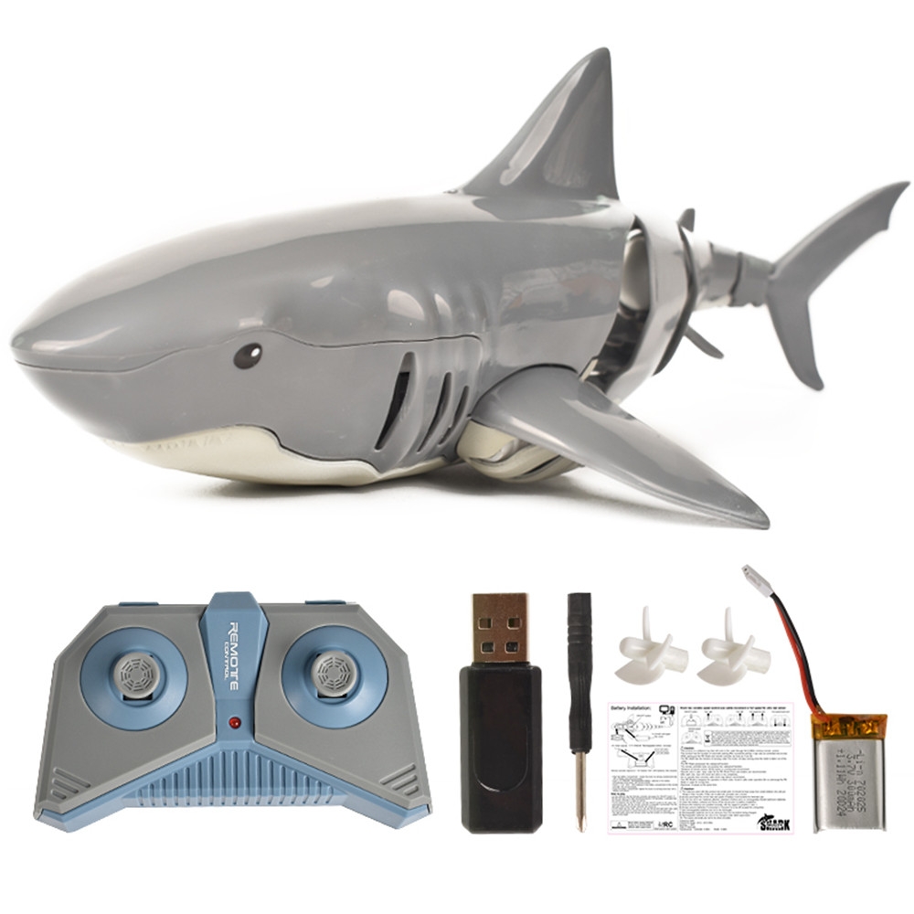 T11B 2.4G 4CH Electric RC Boat Simulation Shark Animal RTR Model Toys Grey Color