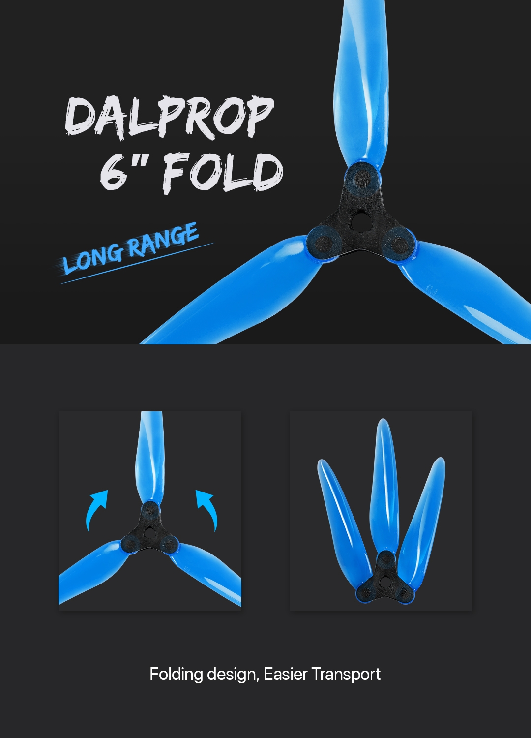 Dalprop Fold F6 6" Folding Propeller DIY Smooth Props Long Range Compatible POPO for FPV Racing RC Drone