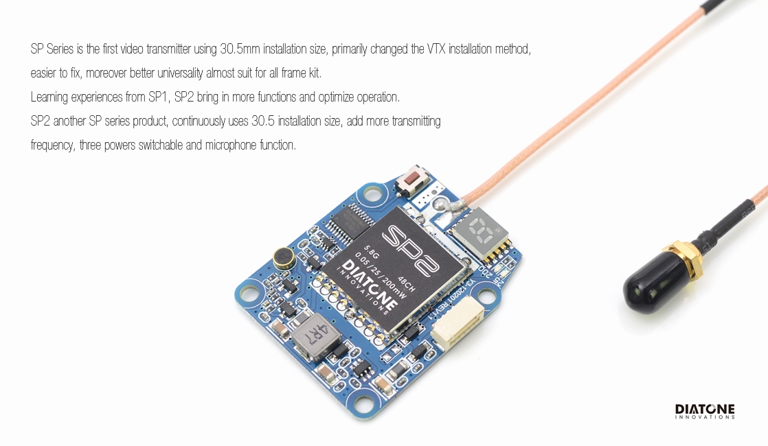 Diatone SP2 5.8G 48CH 0.05/25/200mW Switchable Video Transmitter Online FM