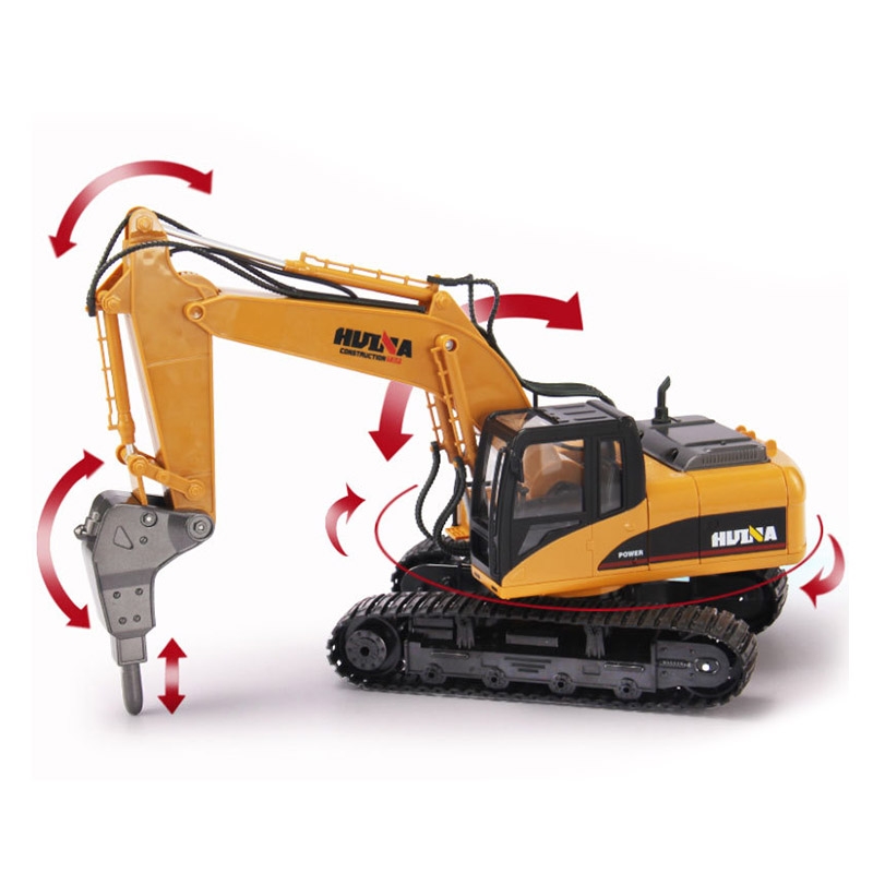 HuiNa 560 2.4G 1/12 16 Channels Metal RC Excavator Broken Disassemble Charging RC Car Model Toys