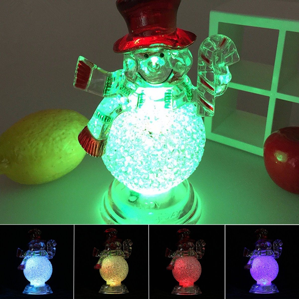 Acrylic Christmas Xmas Transparent Snowman LED Light Color Changing Home Decor
