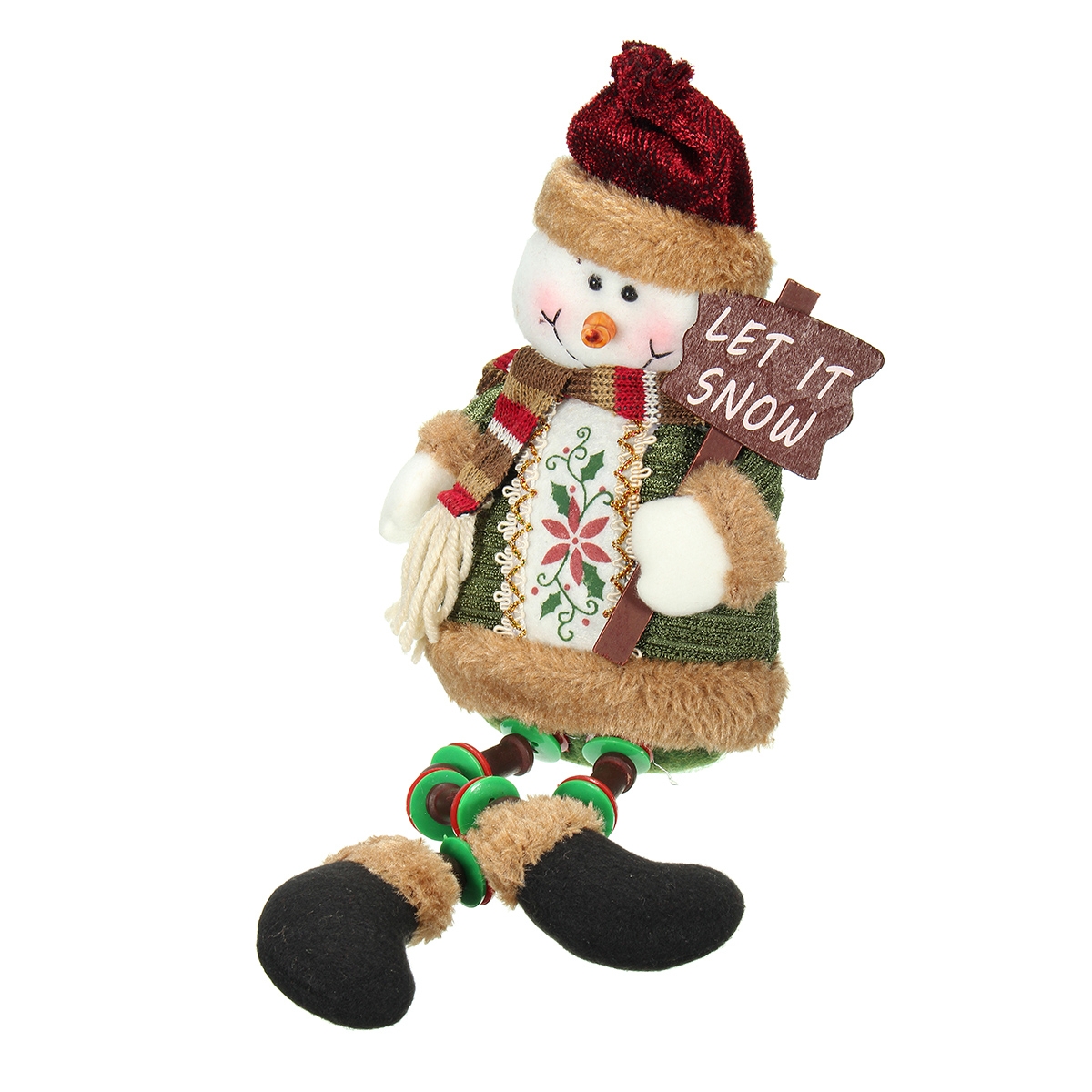 Christmas Home Decoration Sitting Cute Snowman Ornament Flannel Toy Gift