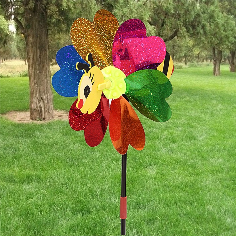 DIY Windmill Kit Bee LadyBug Random Insect Pattern Wind Spinner Whirligig Toy Lawn Yard Camp Decor