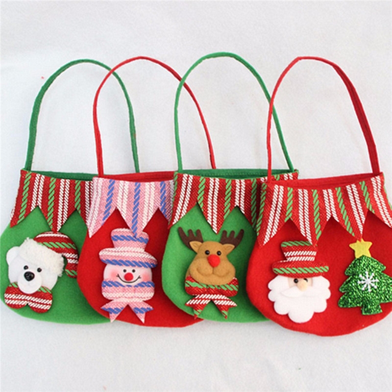 Christmas Candy Bag Santa Claus Snowmen Elk Gift Bag Fruit Candy Storage Bag Decor