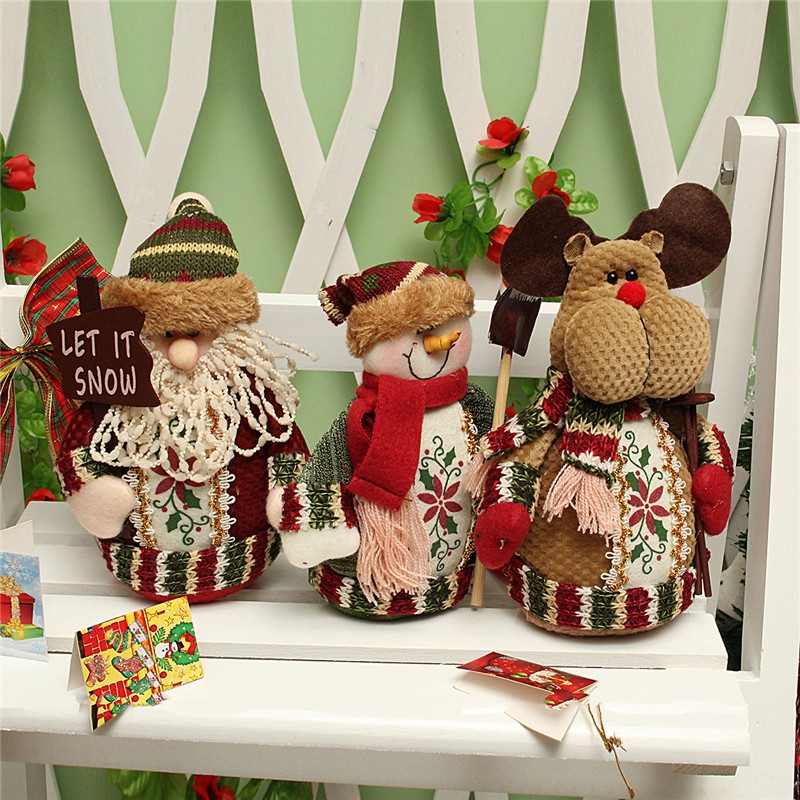 Christmas Santa Claus Snowman Deer Stuffed Doll Standing Decoration Table Ornament 