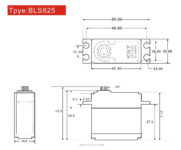 KST BLS825MG 35KG High Torque HV Metal Digital Servo for RC Models