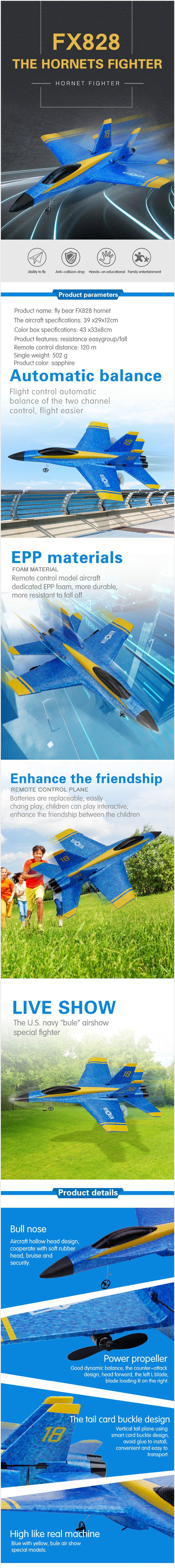 $29.59 for Flybear FX828 Hornet Fighter RC Airplane