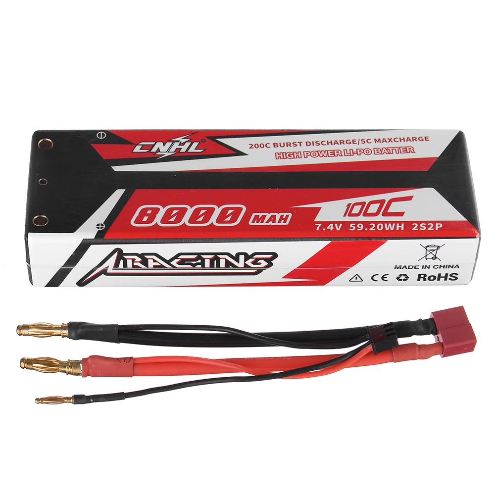 CNHL RACING SERIES 7.4V 8000mAh 100C 2S Lipo Battery T Plug for RC Car