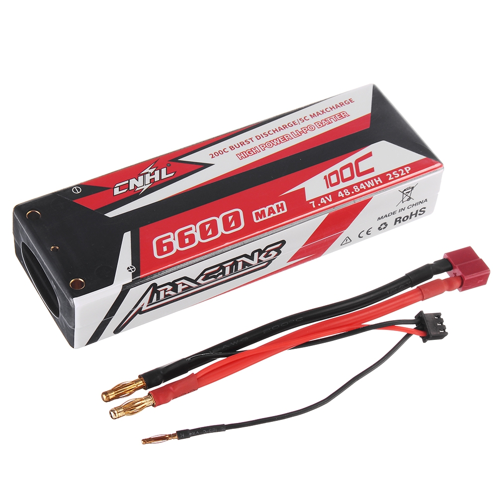 CNHL RACING SERIES 7.4V 6600mAh 100C 2S Lipo Battery T Plug for RC Car