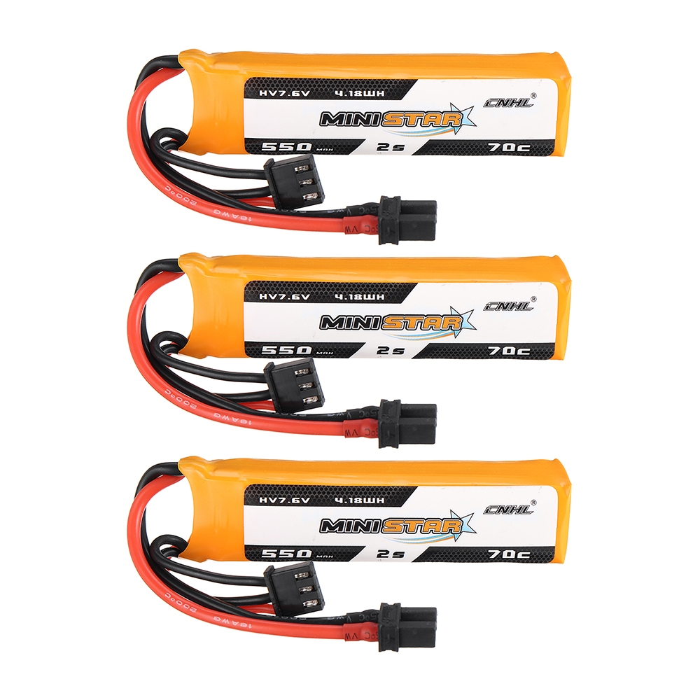 3PCS CNHL MINISTAR HV 7.6V 550mAh 70C 2S LiPo Battery With XT30U Plug