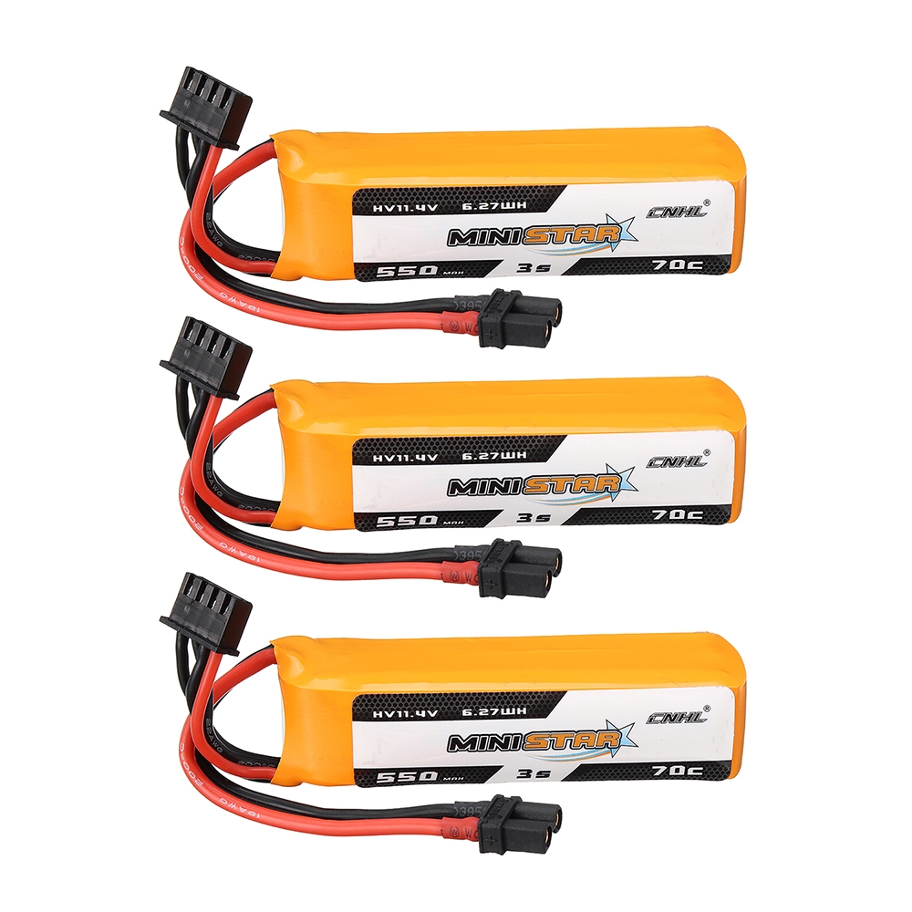 3PCS CNHL MINISTAR HV 11.4V 550mAh 70C 3S LiPo Battery With XT30U Plug for FPV Racing Drone