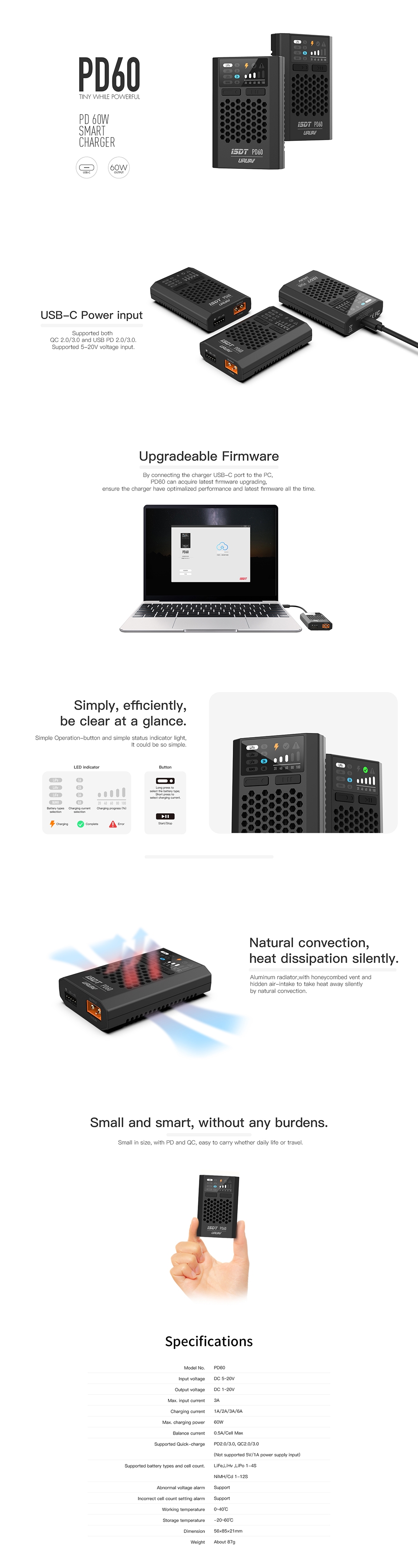 ISDT & URUAV PD60 60W 6A Battery Balance Charger