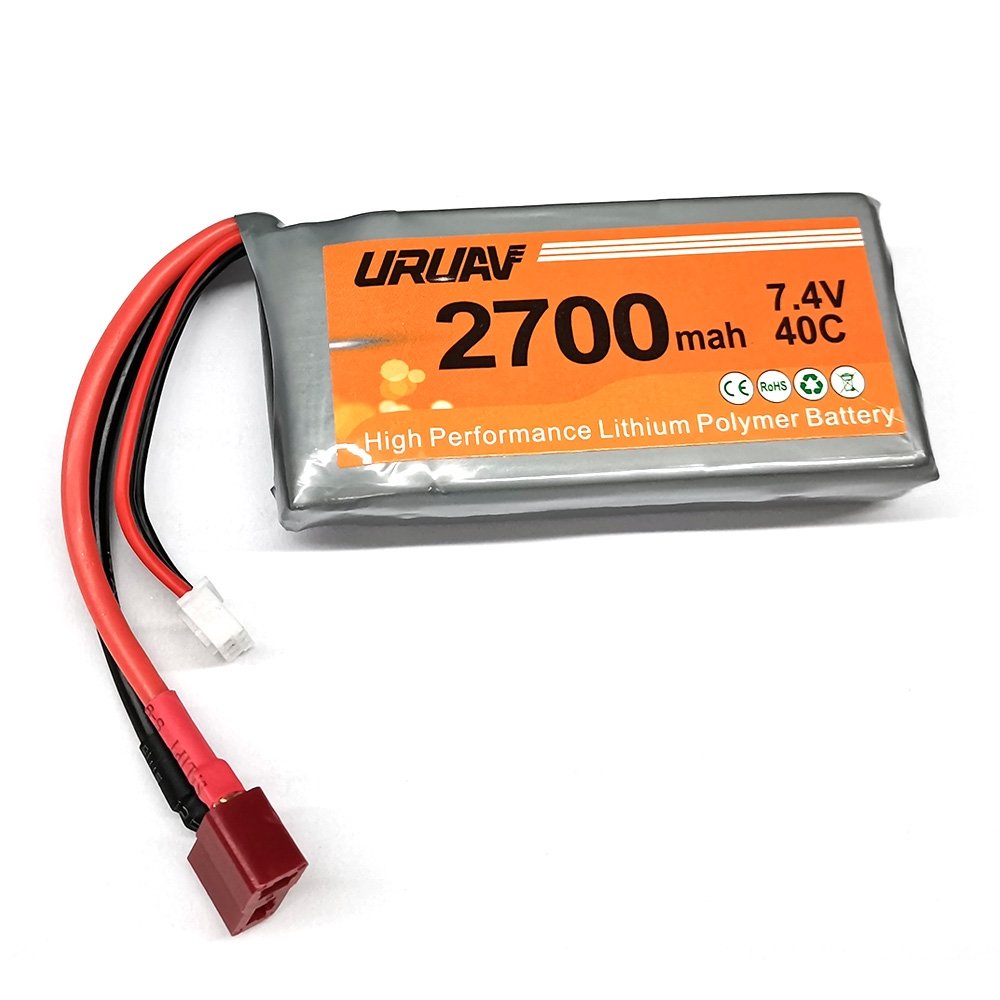 URUAV 7.4V 2700MAH 40C Lipo Battery T Plug For Wltoys 12427 12423 Feiyue FY 03 RC Car Parts