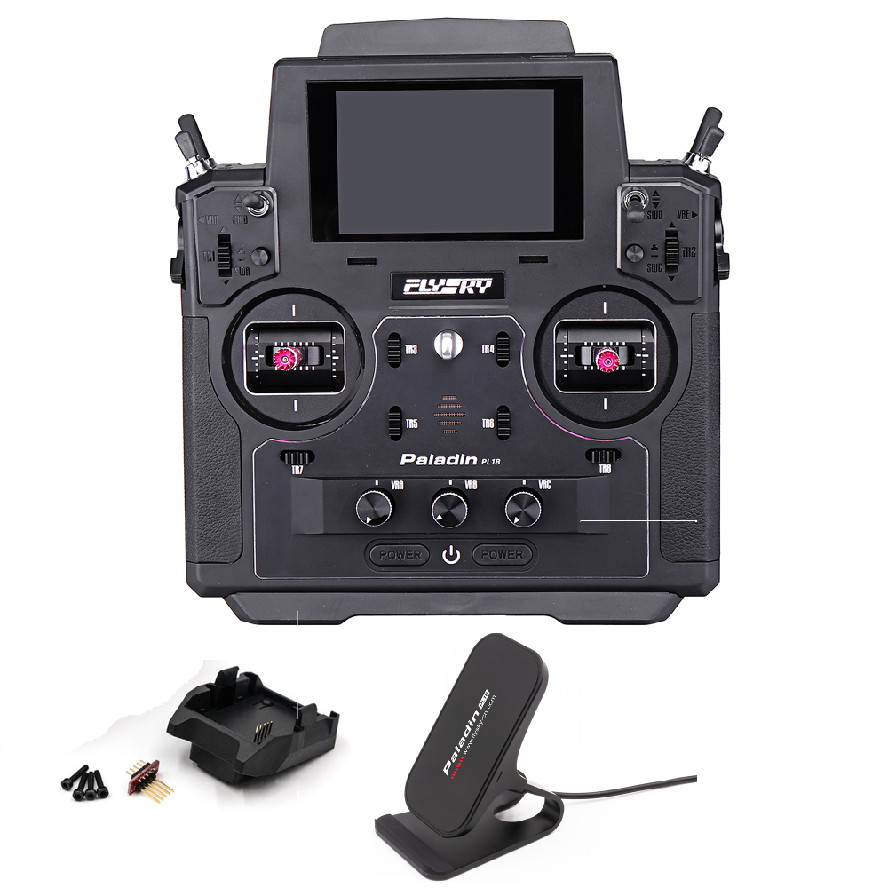 Summer Prime Sale Flysky FS-PL18 Paladin 2.4G 18CH Radio Transmitter with FS-FTr10 Receiver+FlySky FJR2 Standard Interface JR Module Adapter+FlySky FS-PL18 Paladin Transmitter Wireless Charger