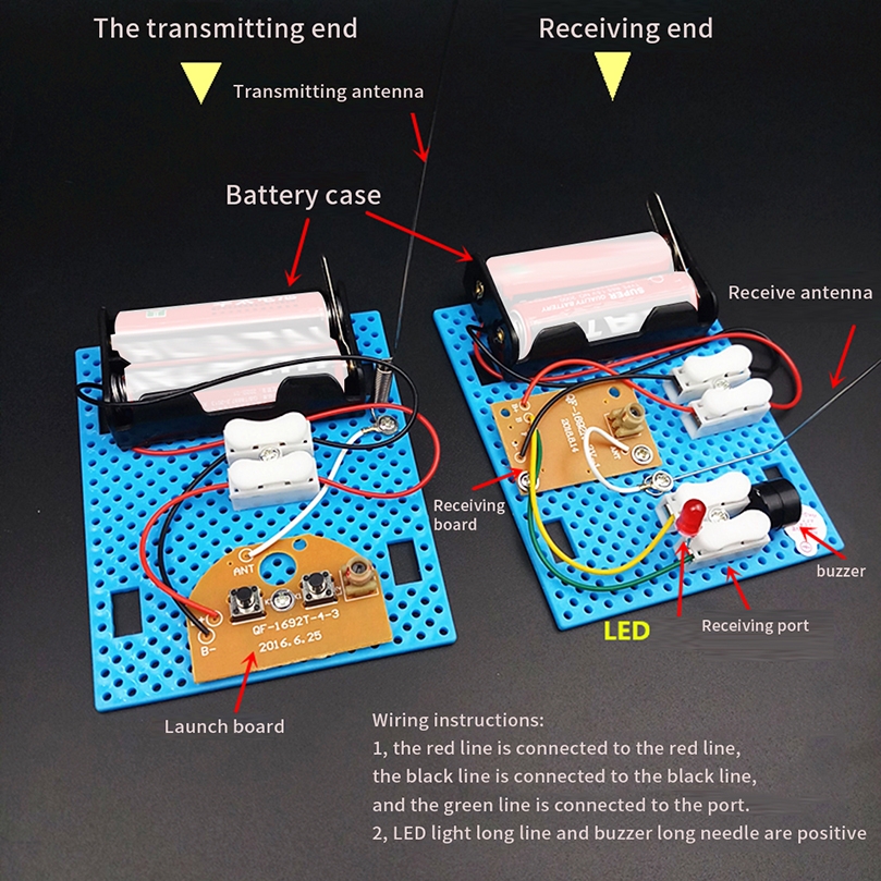 2PCS Small Hammer DIY Toy Model Wireless Telegraph Transmitter Receiver Module Educational Kit