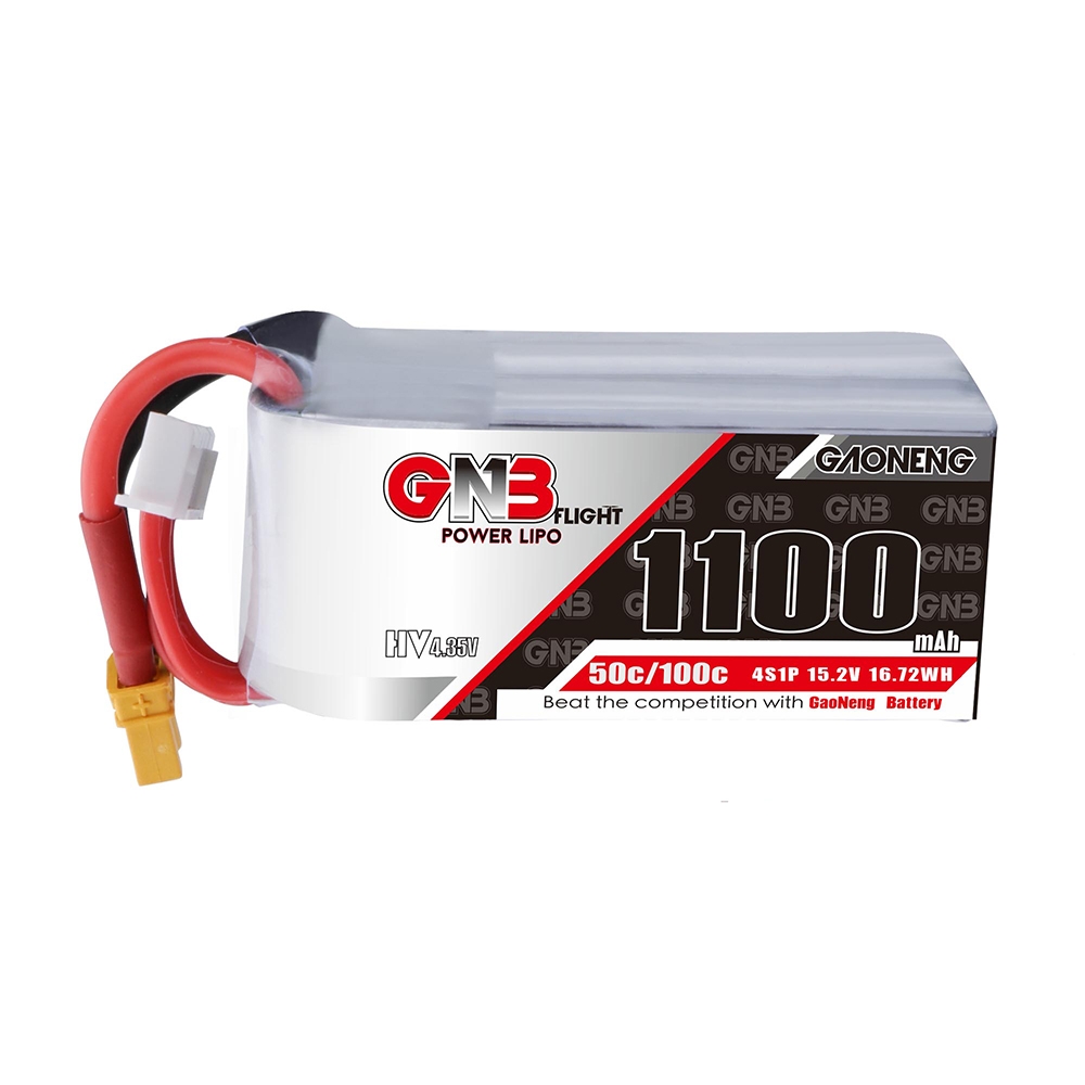 Gaoneng GNB 15.2V 1100mAh 50C 4S HV Lipo Battery With XT60/XT30 Plug for RC Racing Drone