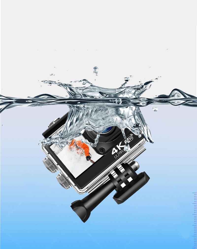 Ausek Wifi 4K 60FPS Ultra HD Dual Color Screen 200,000Pixels 60m Underwater Waterproof Sport Camera DV Camcorder 170 Degree Wide Angle FPV Action Sport Camera