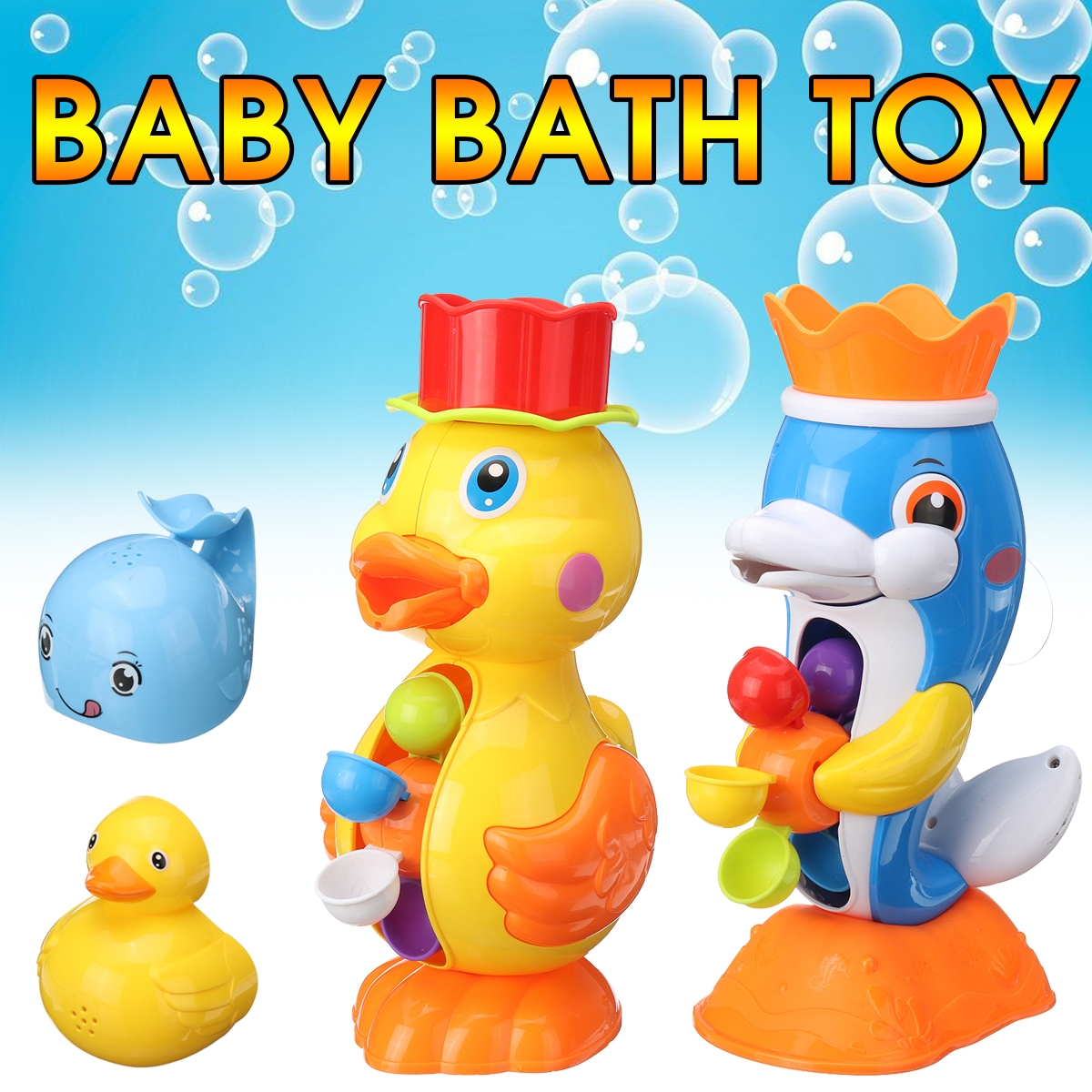 Children Bath Toys Bath Tub Beach Splashing Water Duck Dolphin Toys