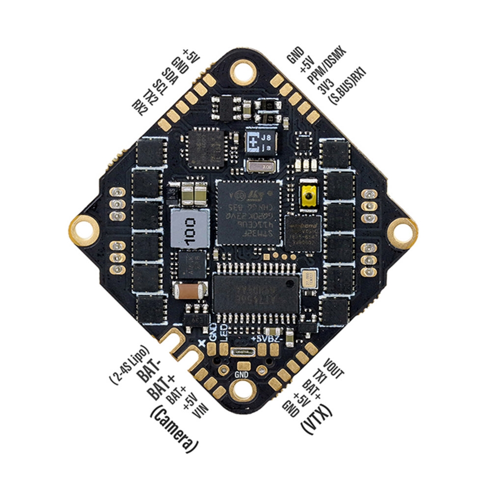 25.5x25.5mm SPCMaker Whoop F411 F4 OSD Flight Controller Built-in Current Sensor Integrated with 20A BLheli_S 2-4S 4in1 Brushless ESC for Toothpick RC Drone FPV Racing