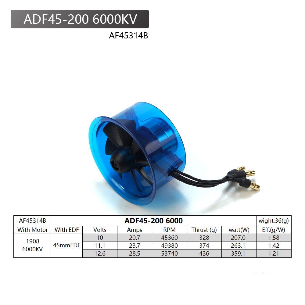 AEORC 45mm Ducted Fan System EDF AF45314B/AF45314B-P2 for Jet Plane with Brushless Motor