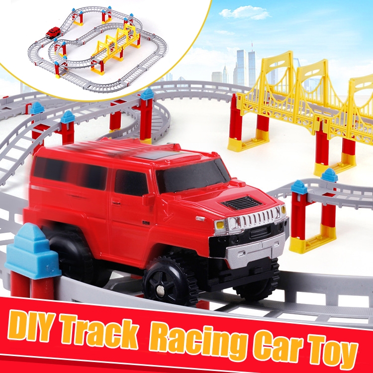 75pcs Assembled Multi-layer Track Toy Electric City Rail Car Toy Car