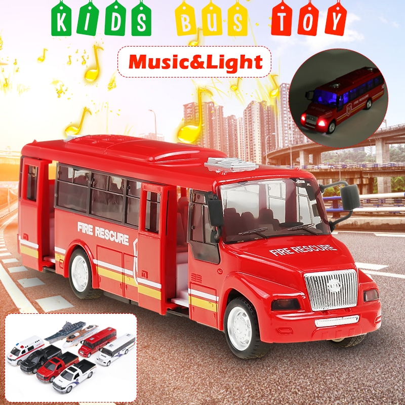 Simulation Bus Inertial Car Model Sound And Light Voice Children's Toy School Bus