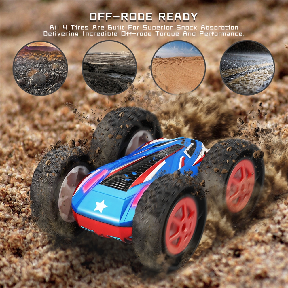 Samewing 9888 2.4G Double-sided Stunt Off-road Rc Car 360 Degree Flip W/ LED Light Random Color