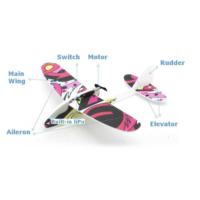 DIY 350mm Wingspan Indoor Airplane Electronic Hand Launched Stunt Plane Indoor Outdoor Park Flying Child Toys RC Aircraft RTF