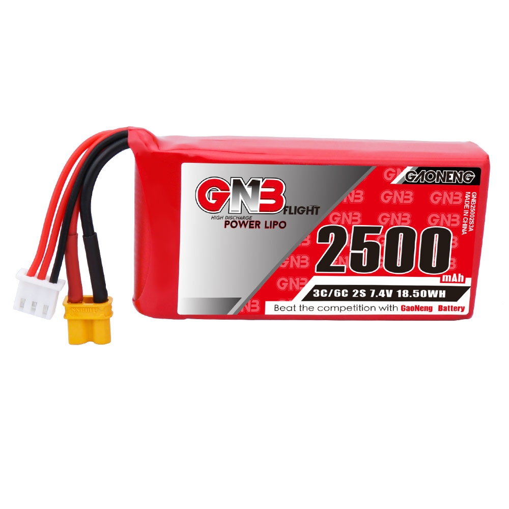 Gaoneng GNB 7.4V 2500mAh 3C 2S Lipo Battery XT30 Plug for Jumper T16 Transmitter