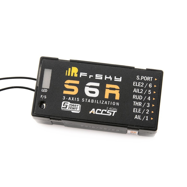 FrSky S6R 2.4G 6CH ACCST Receiver With 3-Axis Stabilization And Smart Port Telemetry for RC Airplane