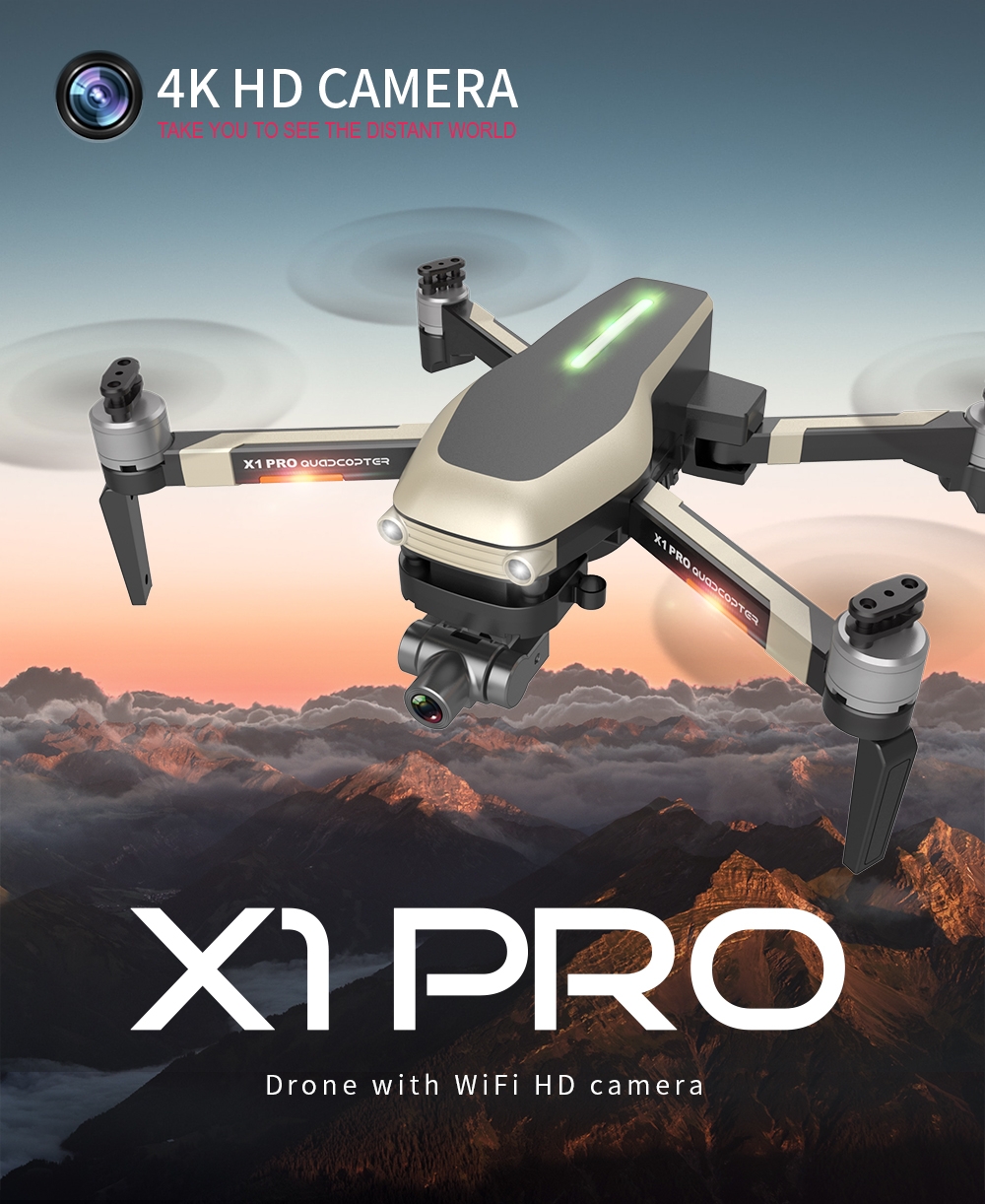 13% OFF for Wltoys XK X1S 5G WIFI FPV GPS With 4K HD Camera Two-axis Coreless Gimbal 22 Mins Flight Time Brushless RC Drone Quadcopter