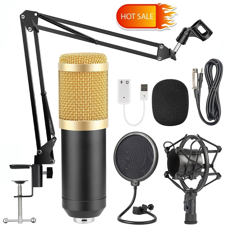 BM800 Pro Condenser Microphone Kit Studio Suspension Boom Scissor Arm Stand with Fliter