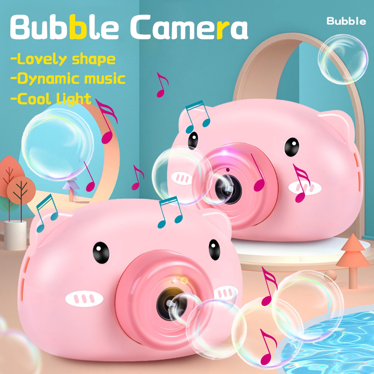 Cute Funny Bubble Camera Automatic Bubble Output Indoors and Outdoors Toys for Kids Play Gift